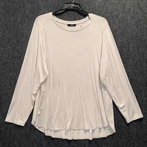 Tahari Woman 3X Top Brown Long Sleeve Crew Neck Flowy Plus Size Stretch Shirt